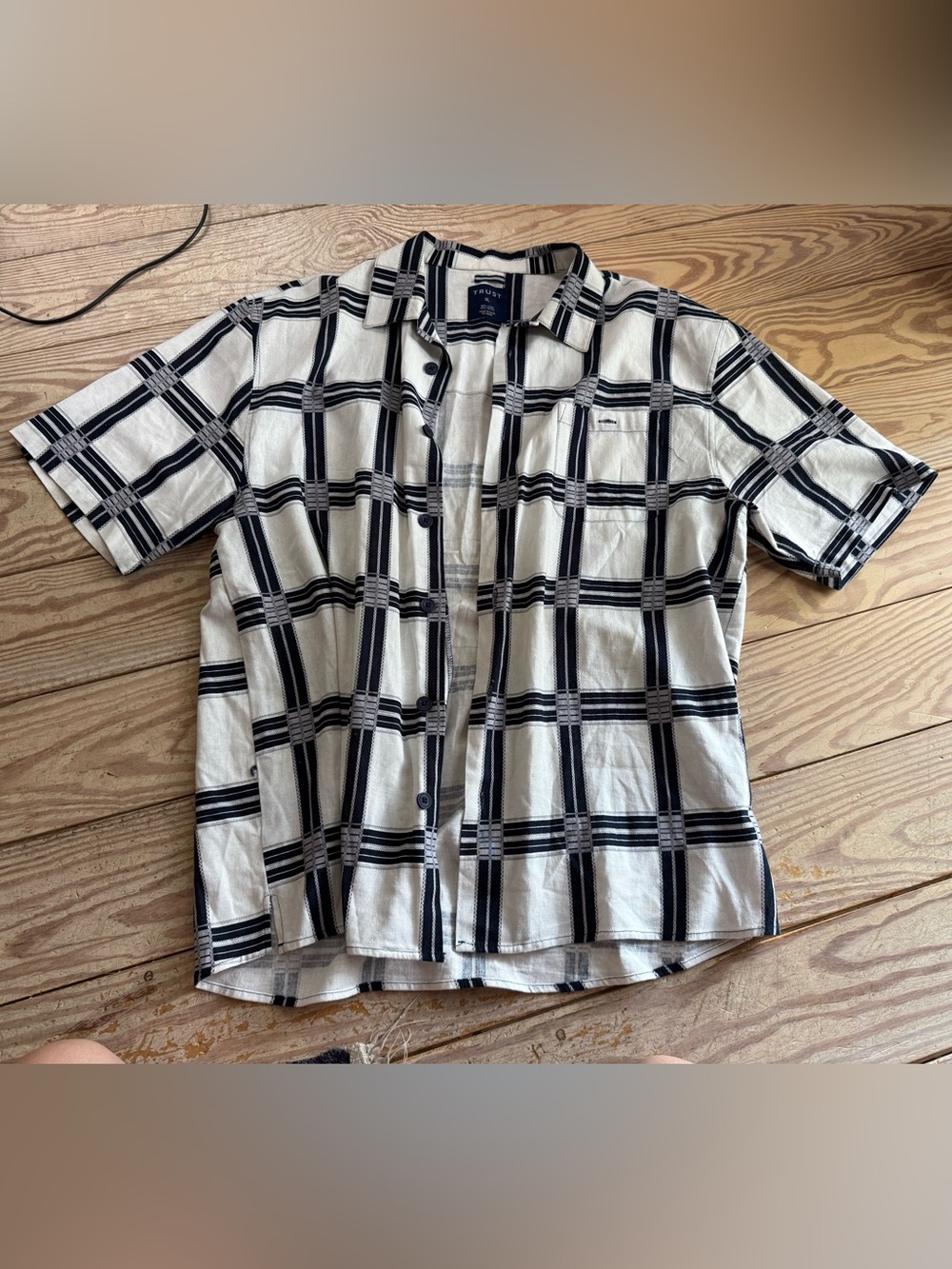 Trust XL Linen Blend Plaid Short Sleeve Shirt